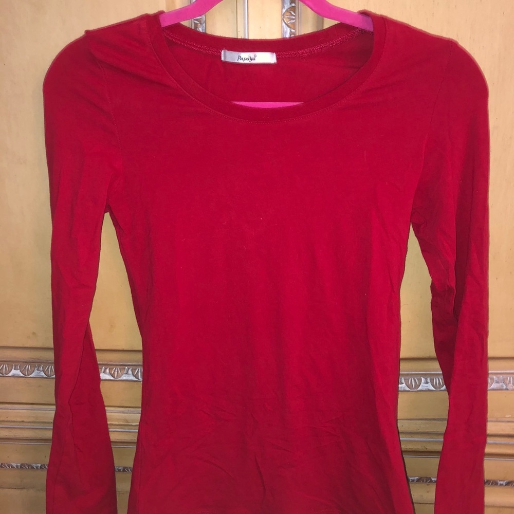 Papaya red long sleeve shirt